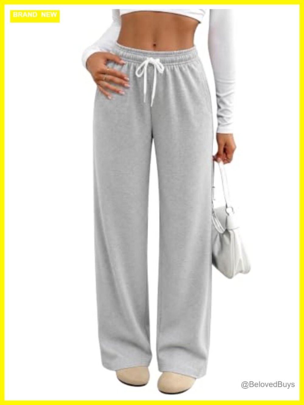 Womens Wide Leg Sweatpants High Waisted Drawstring Track Pants with Pockets